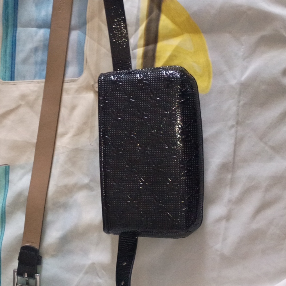 Michael Kors Black Patent Leather Bag With Belt.